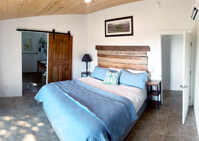 Aerial of master bedroom with king size bed