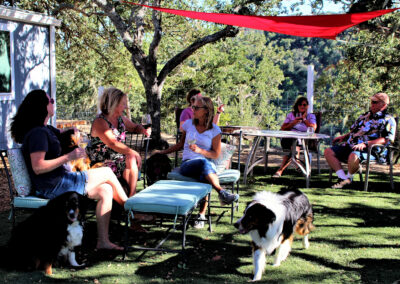 Family and Friends gathering outside for family fun